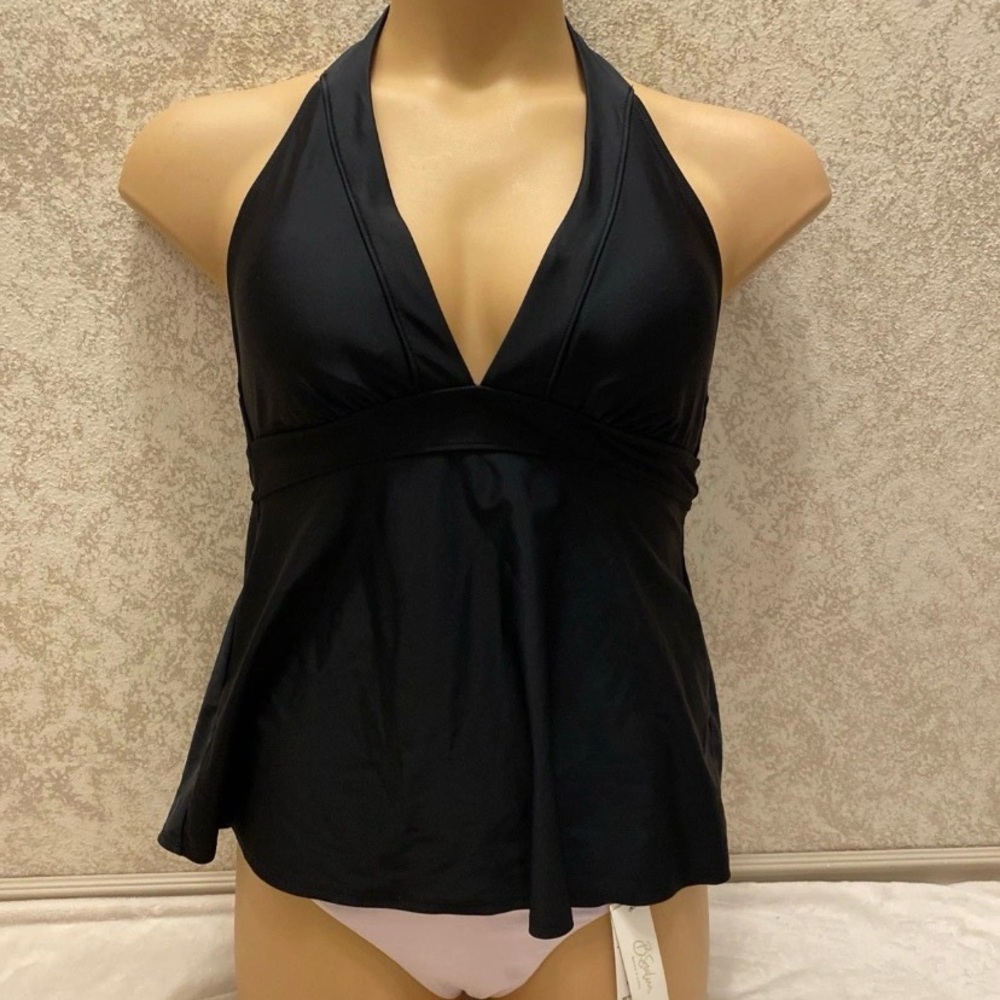 Classic Black Halter Bikini Top And Lavender Bottom